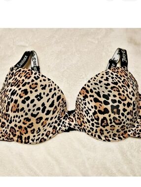 Juicy Couture Leopard Print Underwire Bra - Black, Tan, Brown - Plus Size 38DD